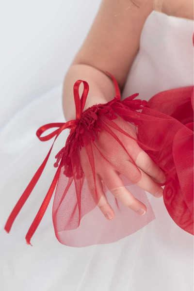 vestitino Girl's Evening Dress Karolin Fabric with Rose Accessories