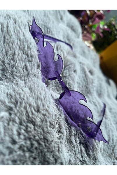 ZephiaStore Mor Lila Alevli Güneş Gözlüğü Ateş Efektli Gözlük Aksesuar