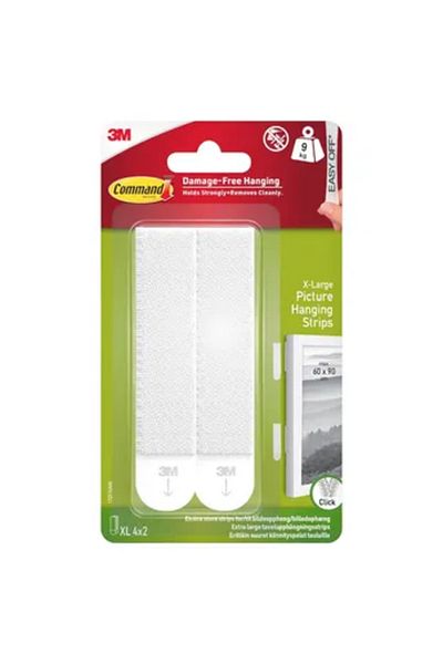 3M Command Picture Hanging Strips (4 Pairs, Up to 9 kg, White)