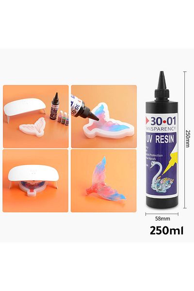 Generic راتنج إيبوكسي شفاف مقاوم للأشعة فوق البنفسجية 250 مل 3001 نوع رفيع لفنون الراتنج والطلاء والحرف اليدوية