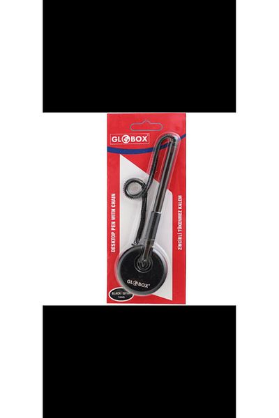 Globox Black Spiral Ballpoint Desk Pen Black Chain Counter Pen