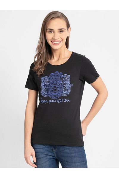 JOCKEY Athleisure-Womens BU-Graphic T Shirt 1361-0103-BLACK