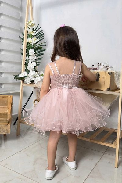 vestitino Girl's Puffy Skirt Dress with Pearl Detail