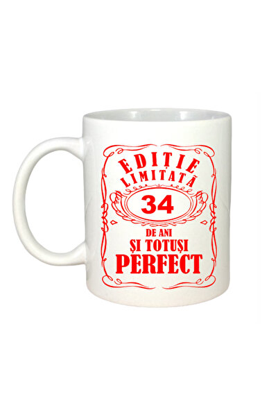 OEM Cană albă personalizată, ediție limitată 34 de ani, Inovatix®. 330 ml
