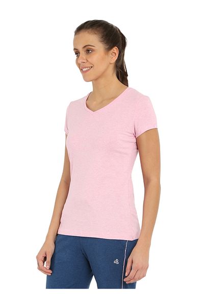 JOCKEY 24X7 V-Neck Tee 1359-0105-PINK LADY MELANGE