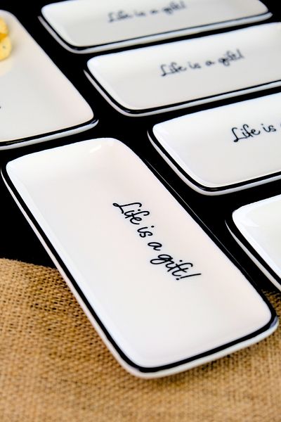 tabakevi Plate House Porcelain Motto Gift Boat Plate 6 Pieces 22X10X1Cm