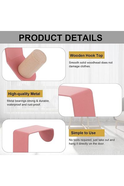 COOYA 4PCS Over the Door Hooks, for Hanging Clothes, Reversible,for Bedroom Bathroom Kitchen Wardrobe