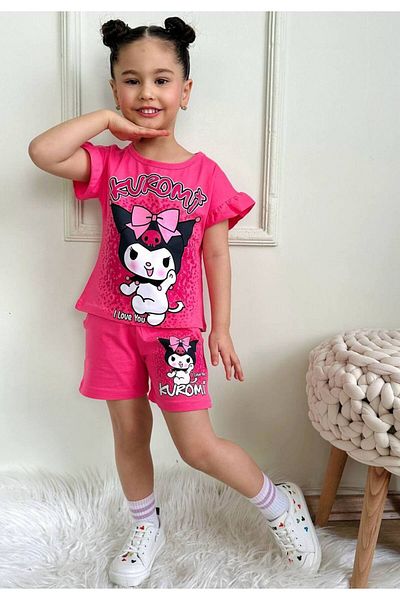 Alinna Kuromi Printed Top Bottom T-Shirt Shorts Set. The Summer Shorts Suit. 100% Cotton Bottom Top Set