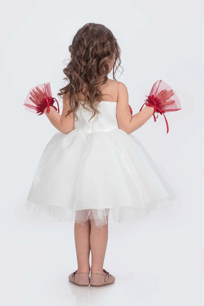 vestitino Girl's Evening Dress Karolin Fabric with Rose Accessories