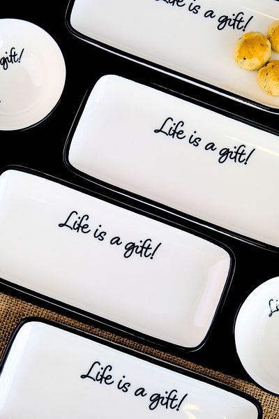 tabakevi Plate House Porcelain Motto Gift Boat Plate 4 Pieces 22X10X1Cm