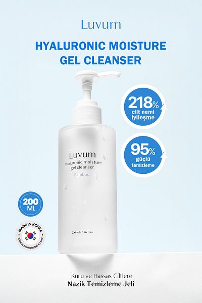LUVUM Hyaluronic Moisture Cleanser - for Dry and Sensitive Skin, 200 ml Gentle Cleansing Gel