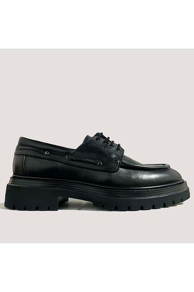 LUCIANO BELLINI Men's Leather Casual Shoes C22517 Munih - Black - 41
