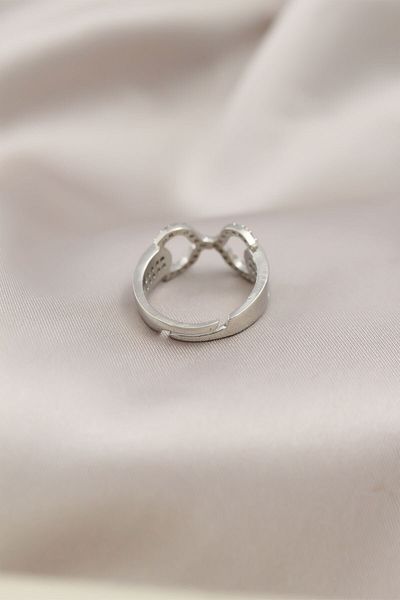 Clariss Silver Color Metal Zircon Stone Women's Ring