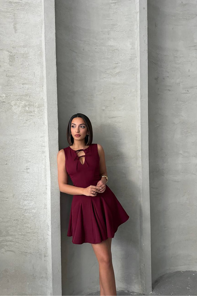 Neşeli Butik rochie mini din lycra cu detaliu de legare la gât NBG084