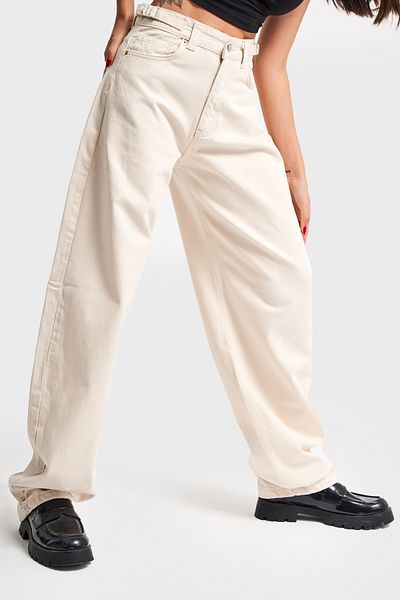 its basic Raw Colored Baggy Fit Super Long Women's Denim Trousers