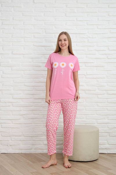 shopshop Women's Printed Short Sleeve Thin Summer Pajamas Set