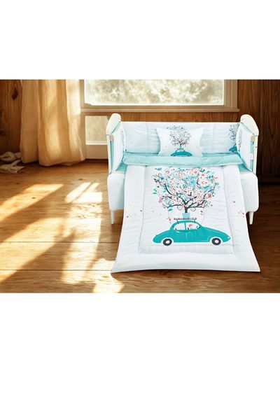 smart home Baby Bed Sheet Set, Bumper Sheet Set of 5 with Natural Cotton Filling