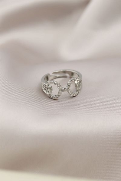 Clariss Silver Color Metal Zircon Stone Women's Ring