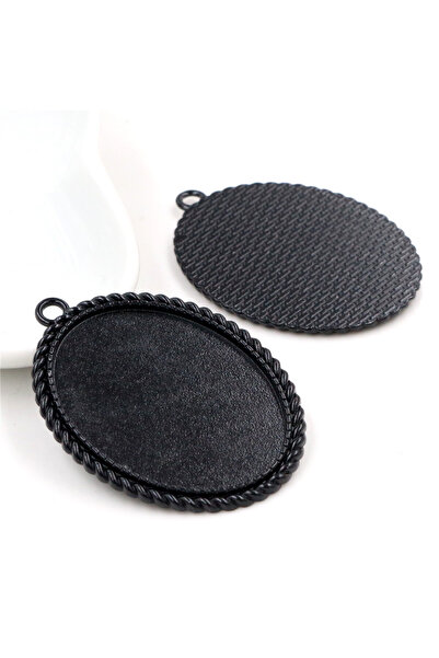 Wadsfred أسود جديد موضة 5 قطع 30 × 40 مم الحجم الداخلي مطلي بالفضة العتيقة وا...