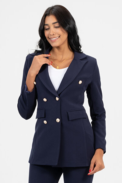diaves Lacivert Kruvaze Blazer Ceket