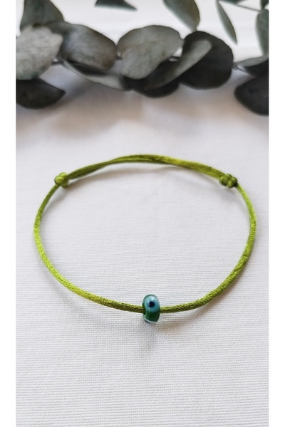 Bella Sera Studio Cam Nazar Boncuk Detaylı Saten İp Halhal