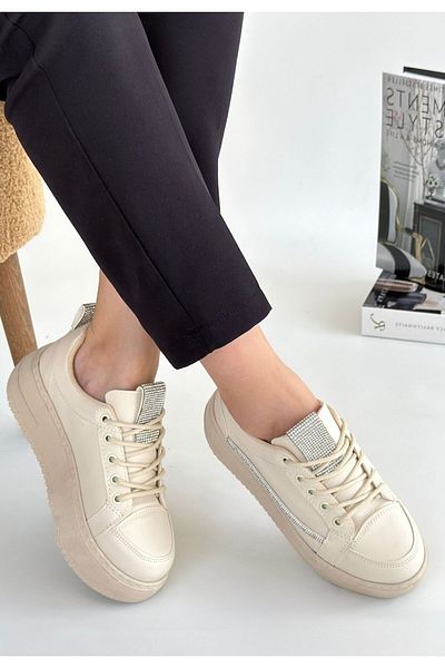 ED KLAS Tiniko Beige Skin Lace-Up Sneakers