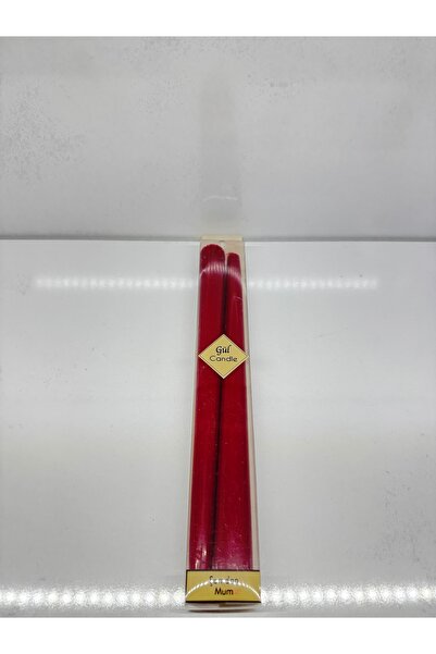 Gül Mum 2 Lİ KIRMIZI ŞAMDAN MUM 25 CM