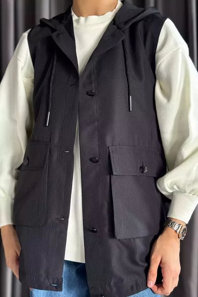 İKLİM LİFE Hooded Button Detailed Vest
