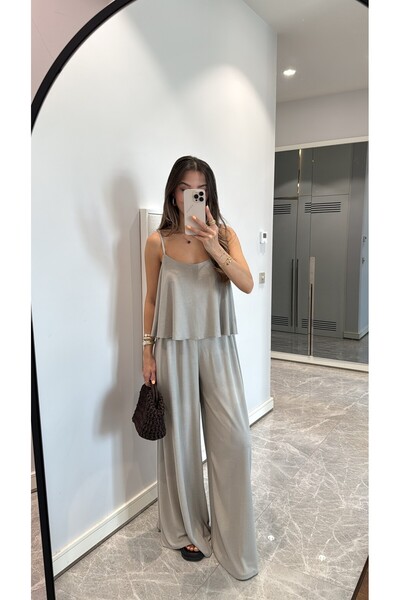 sinemkivanc co Thin Strap Wide Leg Suit