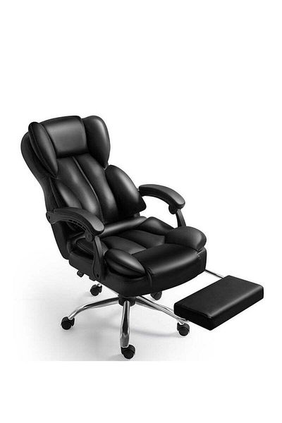COOYA Home massage office chair, PU leather, liftable and swivel, backrest angle adjustable, black