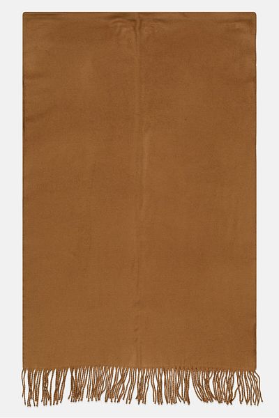s.Oliver وشاح نسائي سادة مع هامش، 48 × 200 سم، بني