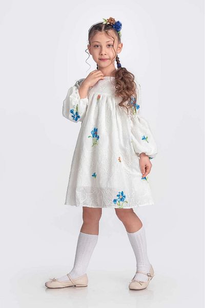 vestitino Rochie Broderie Floral Maneca Balon