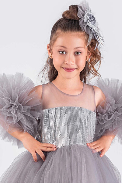 vestitino Βραδινό φόρεμα για κορίτσια Φόρεμα Pompom μανίκι με παγιέτες Tutu