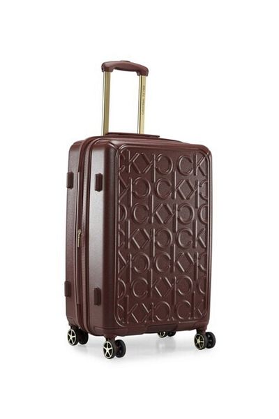 Calvin Klein Big Monogram Hardside Trolley Bag with 4 Spinner Wheels, ABS+PC Case Luggage with TSA Lock