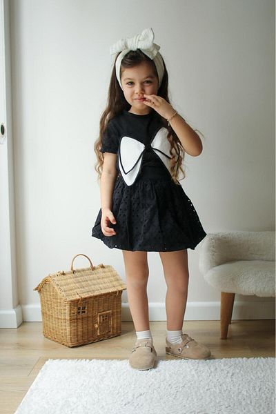 Lolliboomkids Set de 2 piese pentru fete, mini fustă cu balon, cu fundă, cu aplicație