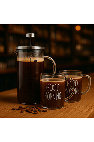 ODİ HOME French Press Coffee & Tea Maker Ve 2 Adet Kupa Seti Filtre Kahve Bit...