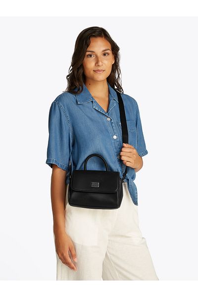 Tommy Hilfiger Tommy Hilfiger Women Black American Cool Top Handle Flap Crossover Bag