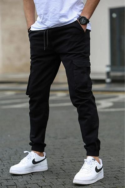SERAZAT Men's Cargo Pants Elastic Leg Slim Fit Joger Pants with Wallet Pockets