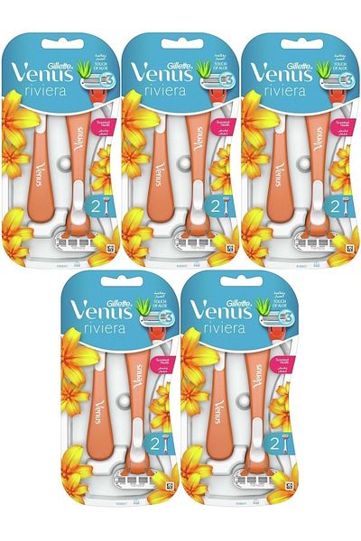 Gillette Venus مجموعة شفرات حلاقة نسائية للاستعمال مرة واحدة من ريفيرا مكونة من 10 قطع (5PK*2)