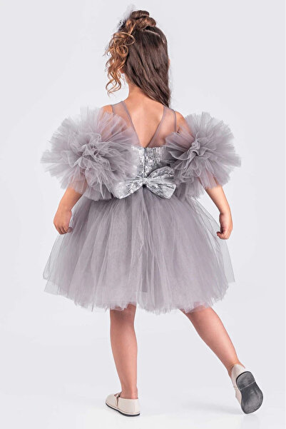 vestitino Βραδινό φόρεμα για κορίτσια Φόρεμα Pompom μανίκι με παγιέτες Tutu