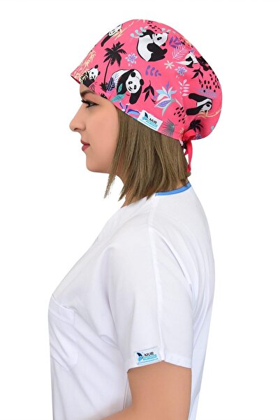 Nur Ortopedi Unisex Pembe Panda Desenli Doktor Hemşire Hastane Aşçı Cerrahi B...