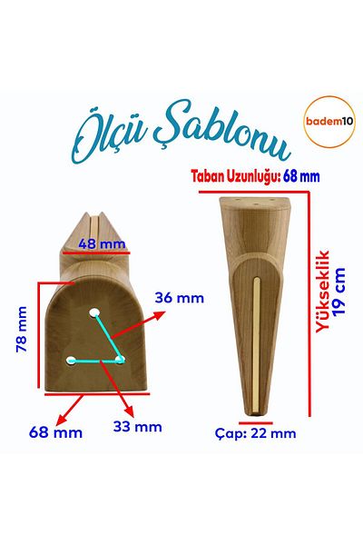 Badem10 (4 BUC.) Notă Muzicală Nuc 19 Cm Mobilier Canapea Unitate TV Fotoliu Picior Picioare Lemn Cu Motiv Maro
