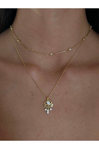 Sade Accessory Beyaz Taşlı Göz Kolye