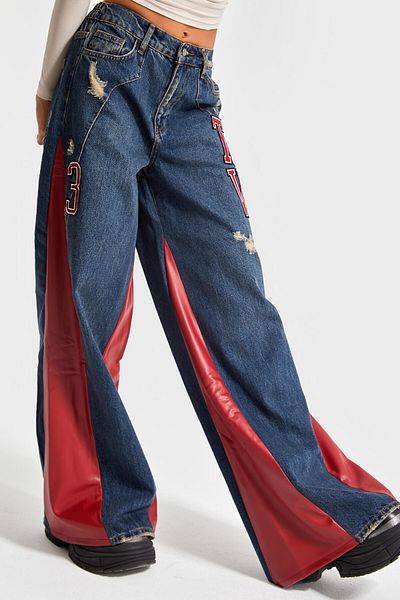 its basic Blugi Culoare Palazzo Fit Denim - Femei, Piele Fragmentată
