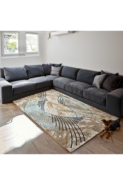 Brava Casa Covor Spirae Natura, Albastru, Negru, Gri, Fir Scurt 8 mm, 80x150 cm, 1750 g/m², BravaCasa