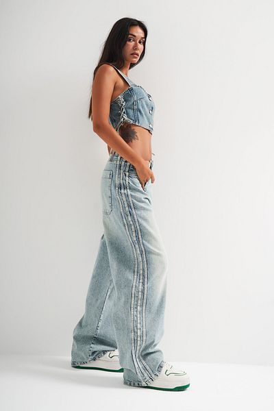 its basic Πολύχρωμη γυναικεία τζιν τσάντα Super Baggy Fit - Σχέδιο ρίγες στο πλάι