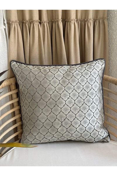 Decamor home Platinum Gray Piping Detailed Living Room Pillow Cover