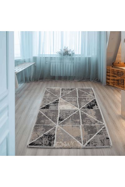 Brava Casa Triangora Essence Carpet, Grey, Cream, Black, , Short Pile 12 mm, 50x80 cm, 2300 g/m , BravaCasa