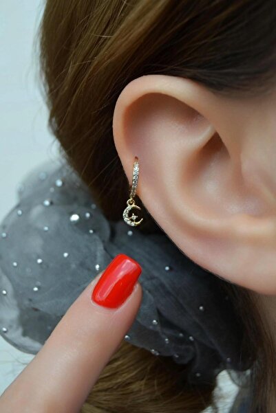 Sacce Scarves&Accessories Mini Ay Charm Halka Piercing – Ince Model | Helix, Kıkırdak, Lob Uyumlu | Tekli