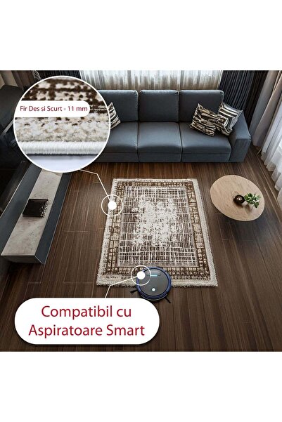 Brava Casa Carmeline Carpet, Brown, Cream and Grey, , Short Pile 11 mm, 100x200 cm, 2200 g/m , BravaCasa